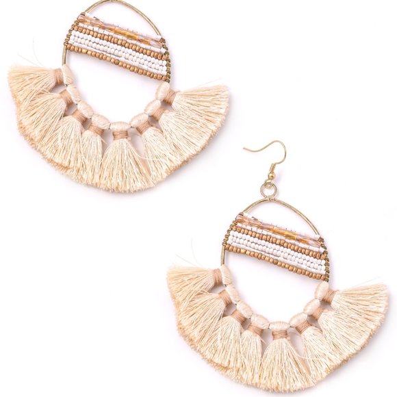 Jewelry - ⚡️ Host Pick⚡️ Oval Bead Tassel Hook Earrings